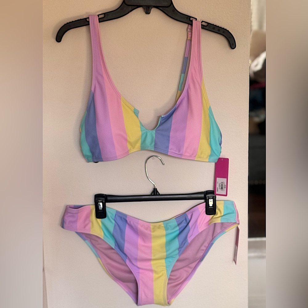 New Women’s 2 Piece Multicolor Sherbet Bralette and Scrunch Back Bottom Bikini👙